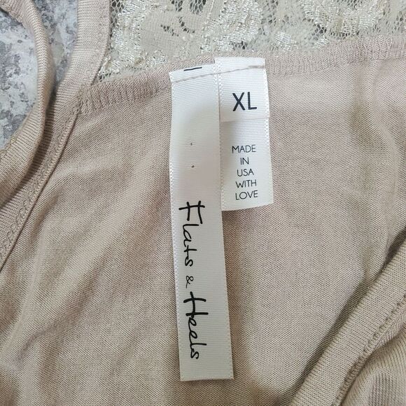 Flats and Heels Tank Womens XLarge Brown‎ Short Sleeve Brown Floral Ladie Casual - Picture 5 of 6